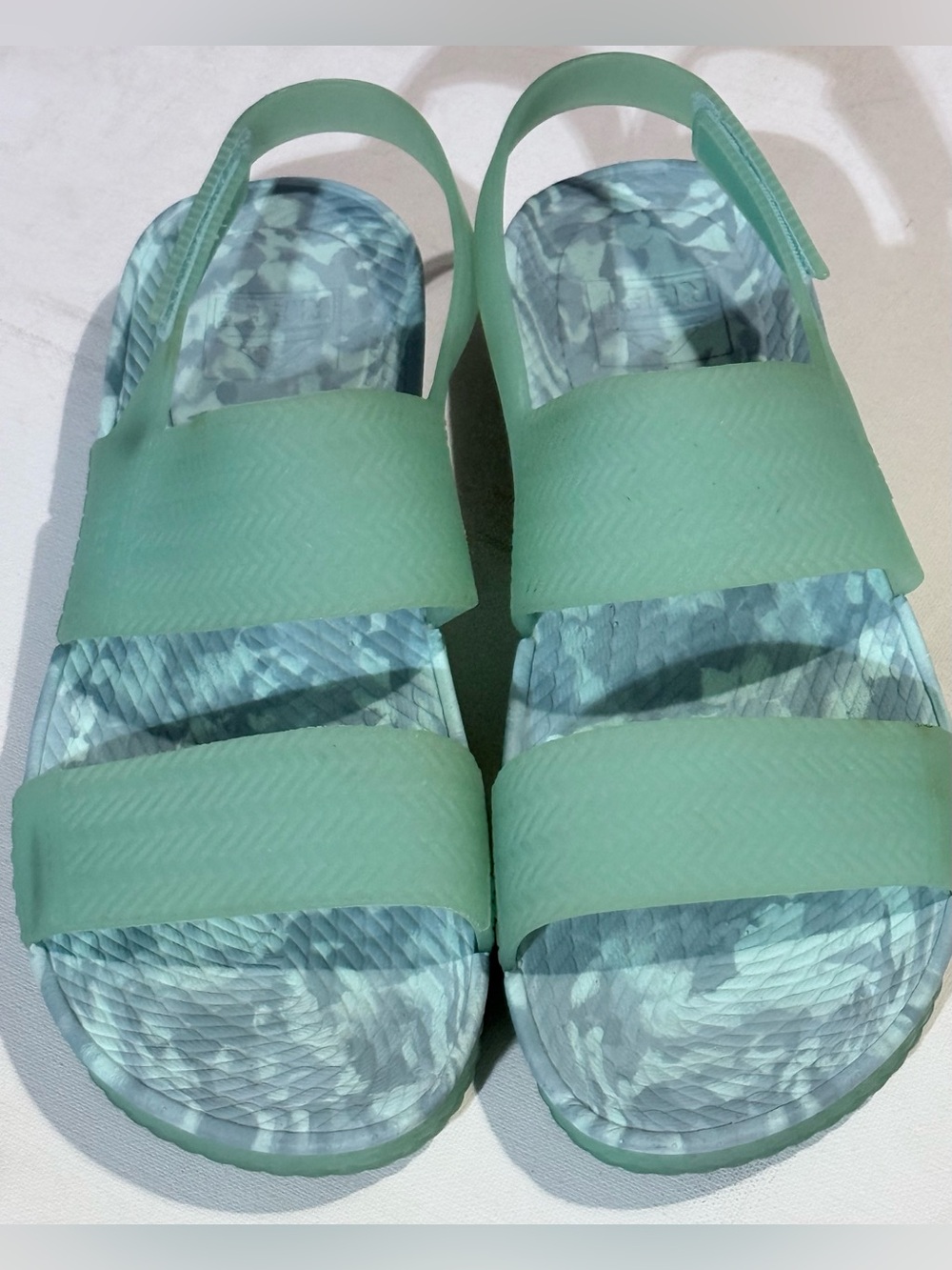 Reef Women’s Mint Green Slide Sandals with Marbled Footbed